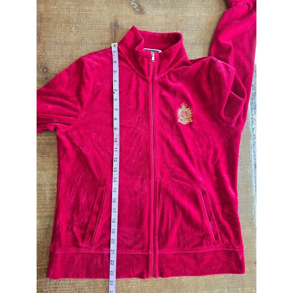 Lauren Ralph Lauren Active Velvet Velour Zip Up Red Training Jacket Size large - Picture 5 of 9